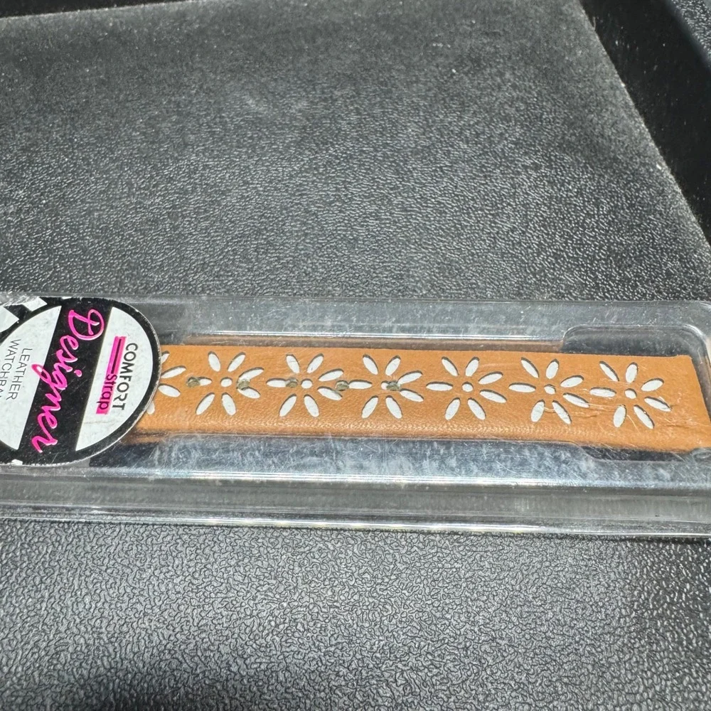 New Y2K Voguestrap Comfort Strap Tan Floral Cutout Leather Watch Band TX39312CM